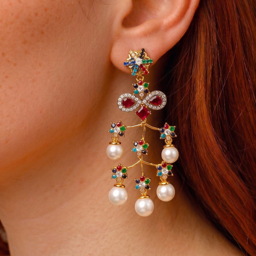 Glamorous Design Gold Plated Crystal Stones Earrings For Girls/women