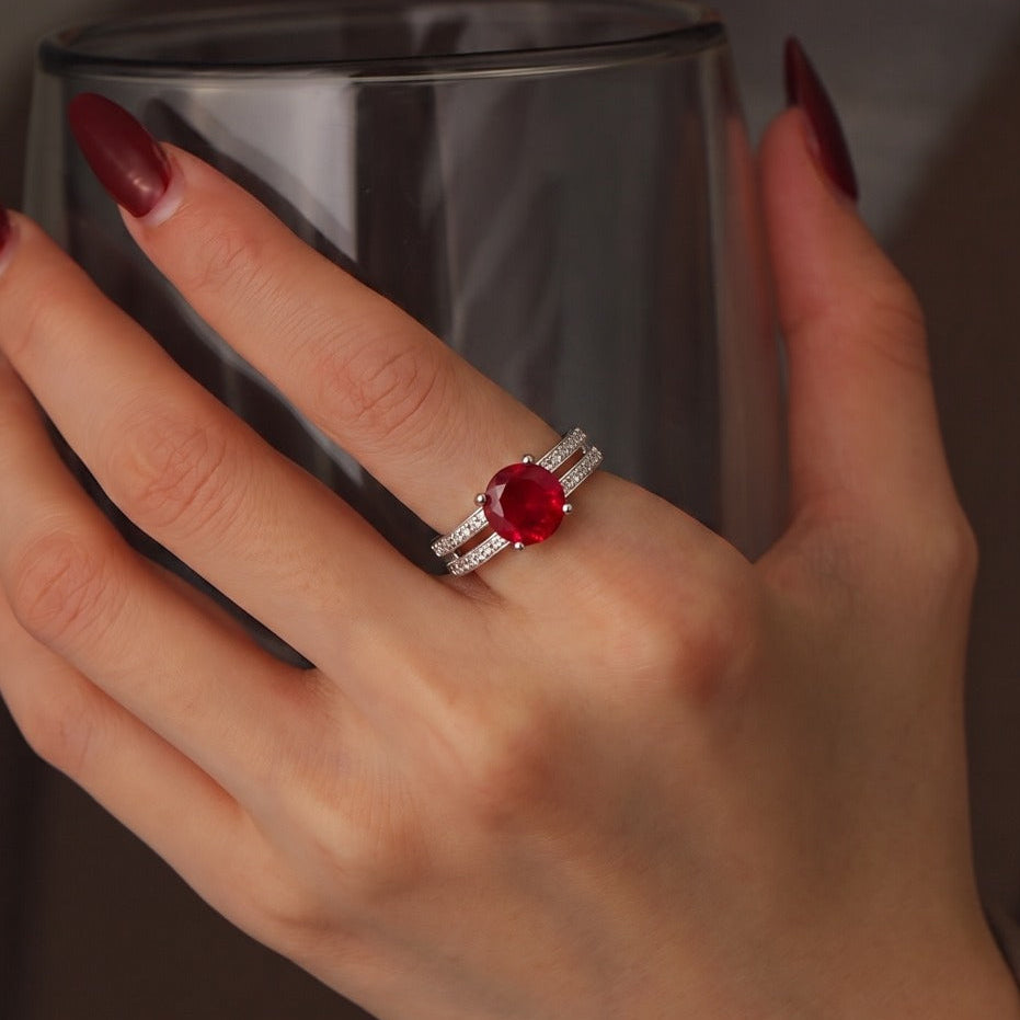 Charming Design Silver Plated Crystal Stones Ring For Girls/Women