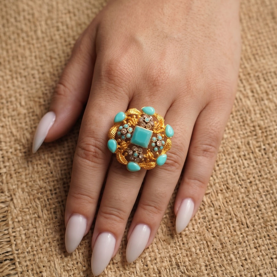 Luminous Design Gold Plated Crystal Stones Ring For Girls/Women