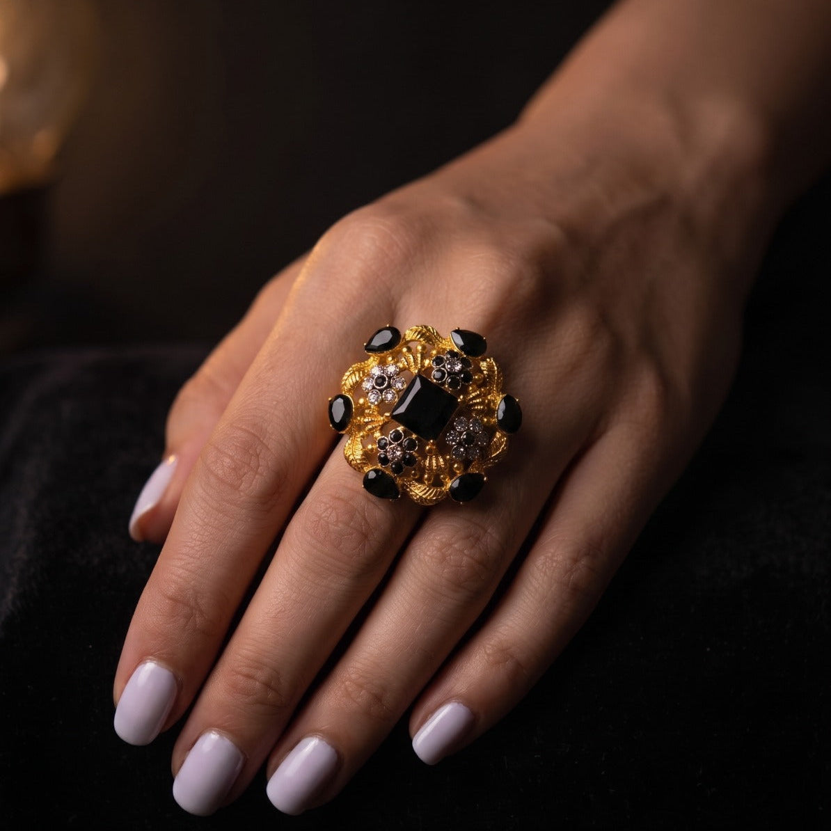 Luminous Design Gold Plated Crystal Stones Ring For Girls/Women