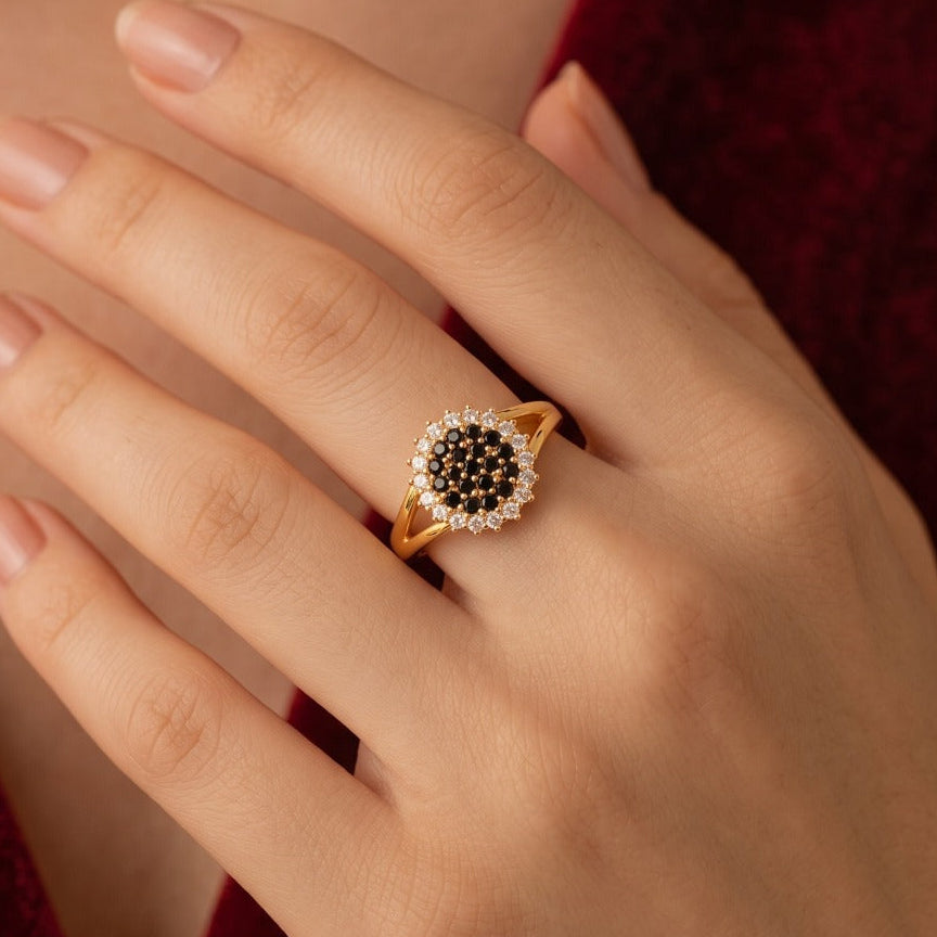 Fancy Unique Design Gold Plated Crystal Stones Ring For Girls/Women