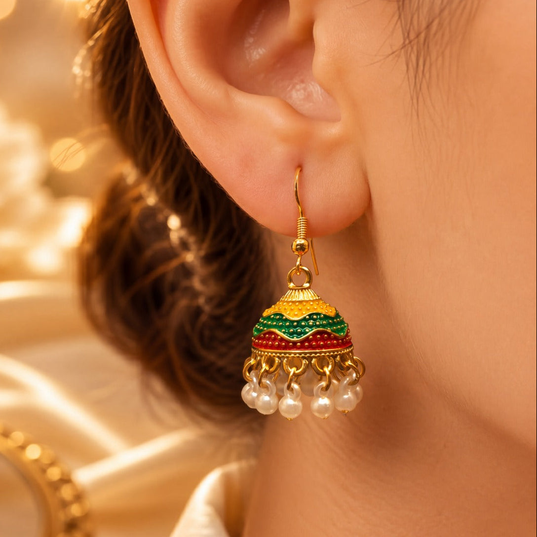 Fancy Design Gold Plated Pearls Earrings For Girls/women