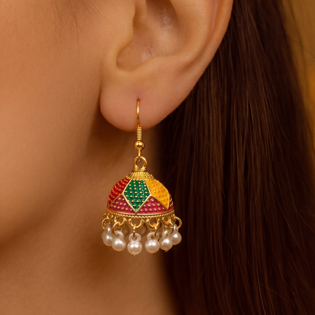 Charming Design Gold Plated Pearls Earrings For Girls/women
