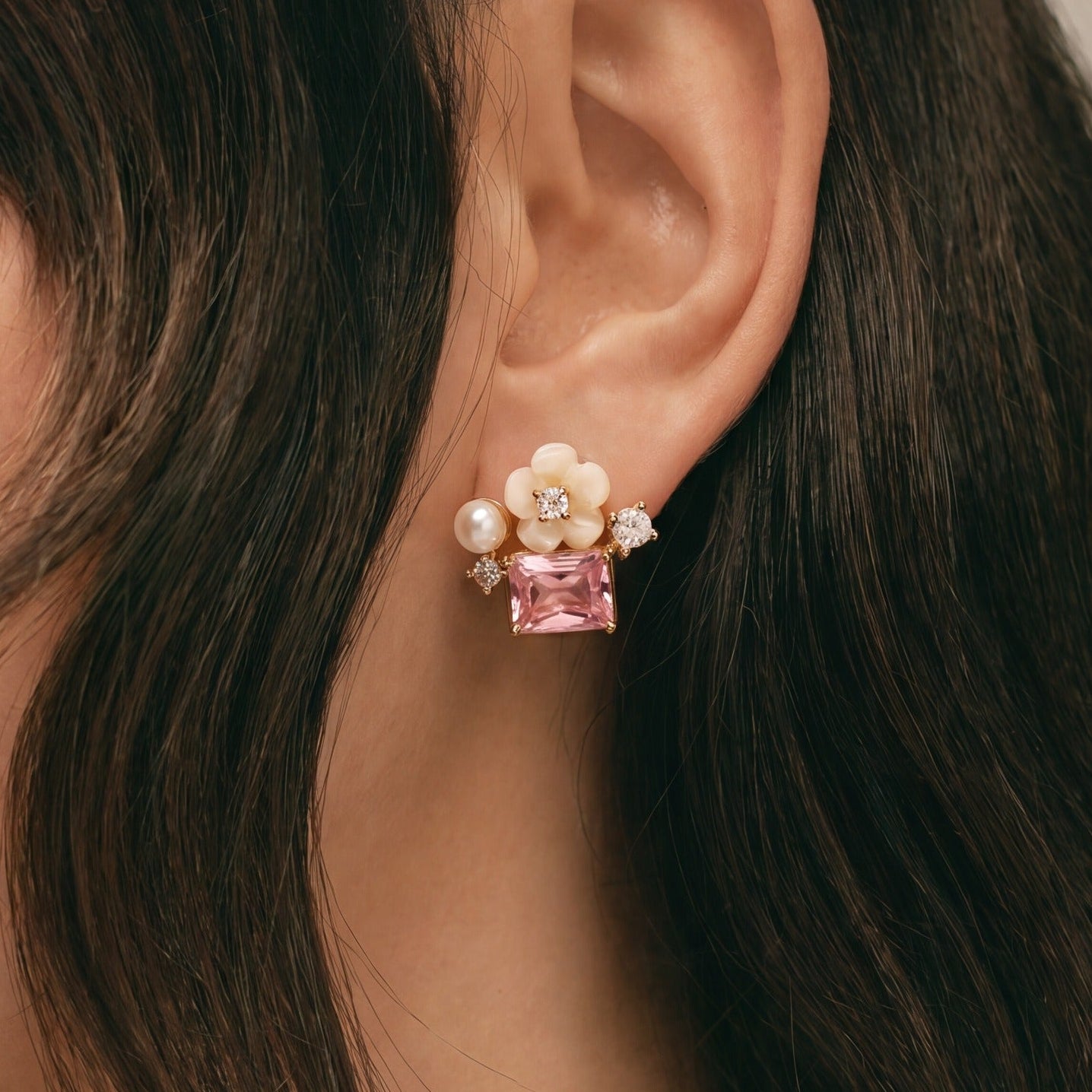 Sparkling Design Gold Plated Crystal Stones Earrings For Girls/women