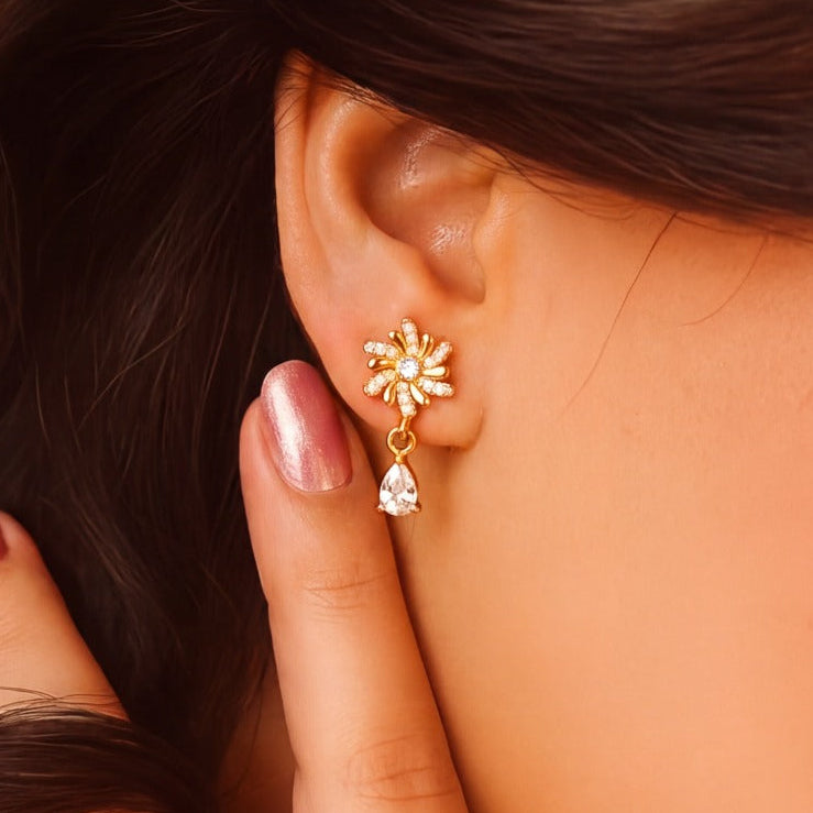 Elegant Design Gold Plated Crystal Stones Earrings For Girls/women