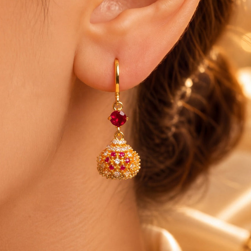 Luminous Design Gold Plated Crystal Stones Earrings For Girls/women