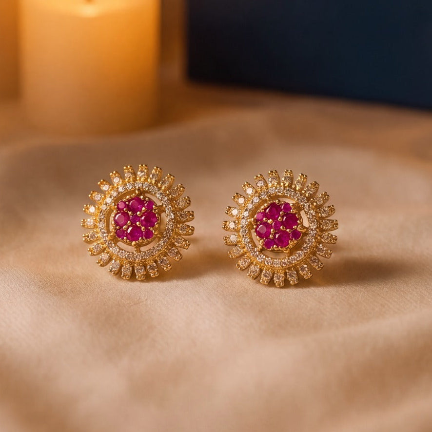 Stylish Design Gold Plated Crystal Stones Earrings For Girls/women