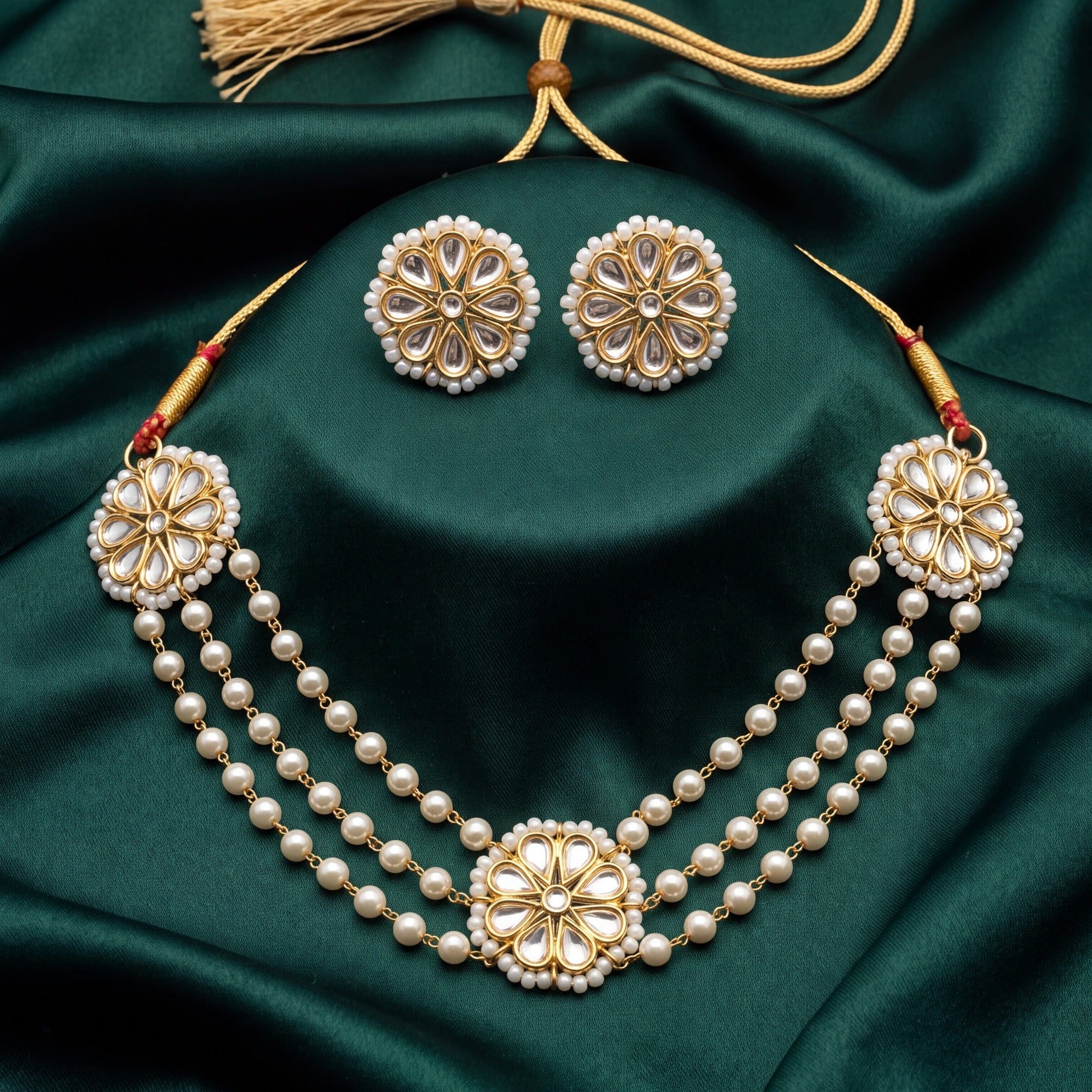 Luxury Unique Design Crystal Stones Kundan Set for Girls/Women