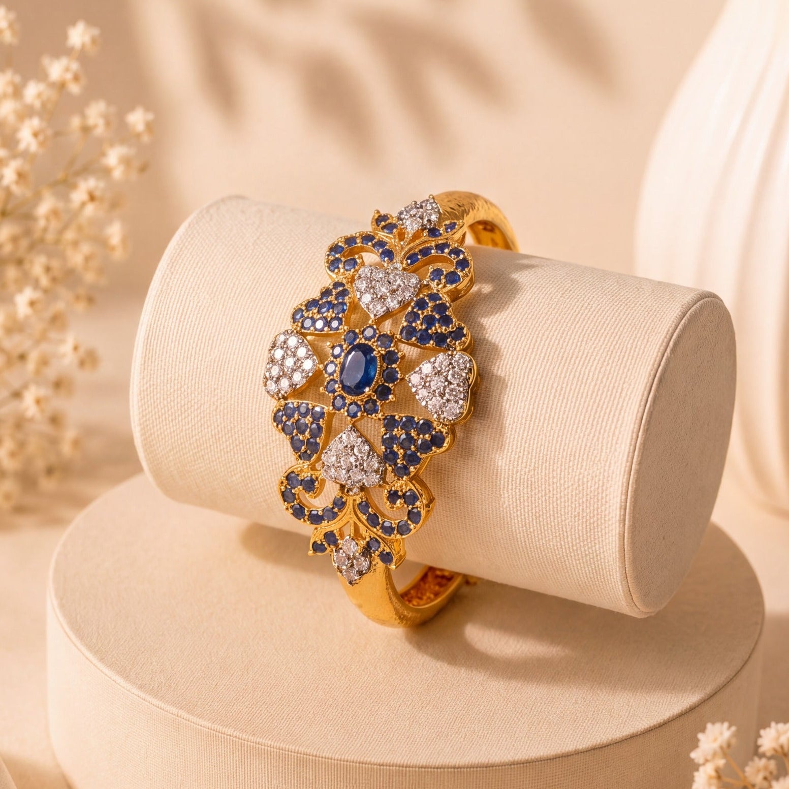 Charming Design Gold Plated Crystal Stones Bangle for Girls/Women