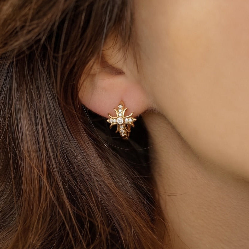 Sparkling Design Gold Plated Crystal Stones Earrings For Girls/women