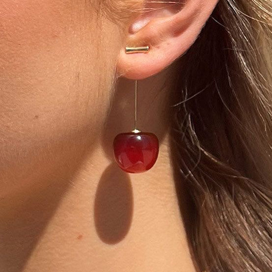 Elegant Cherry Design Gold Plated Earrings For Girls/women