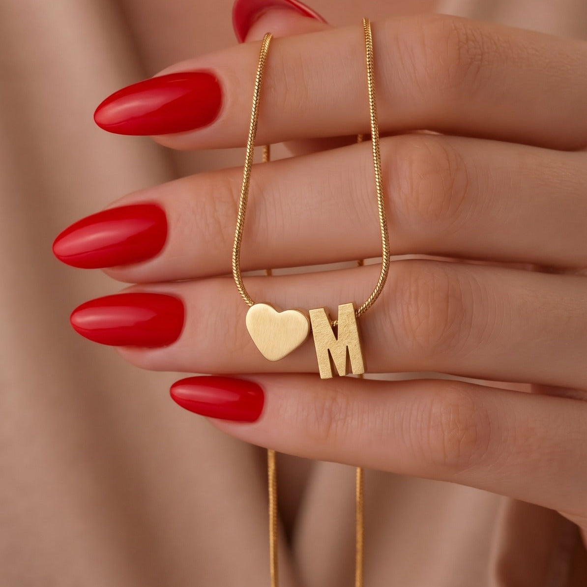 Luminous Heart Design Gold Plated Alphabet Pendant for Girls/Women