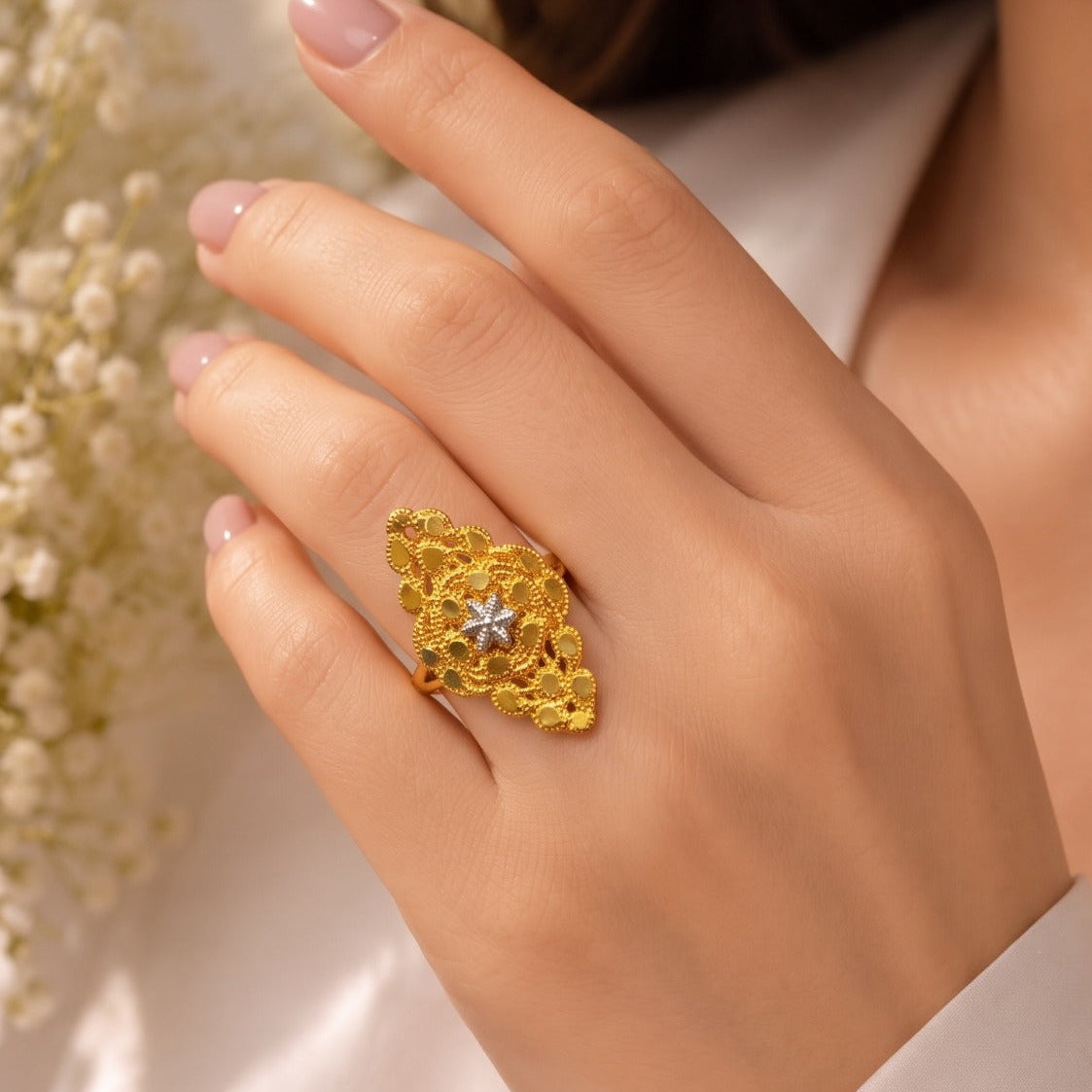 Luxury Unique Design Gold Plated Ring For Girls/women
