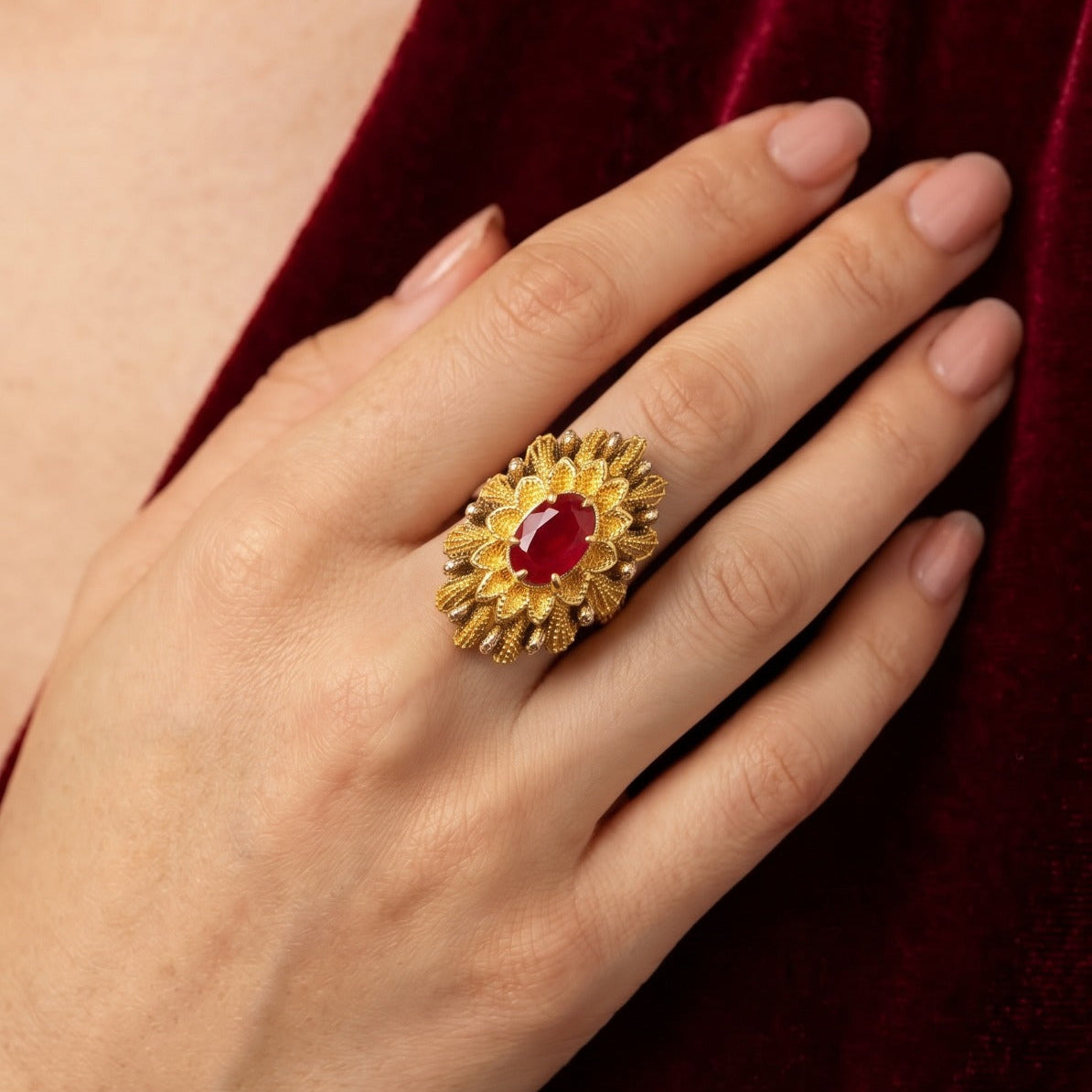 Stylish Unique Design Gold Plated Stone Ring For Girls/women