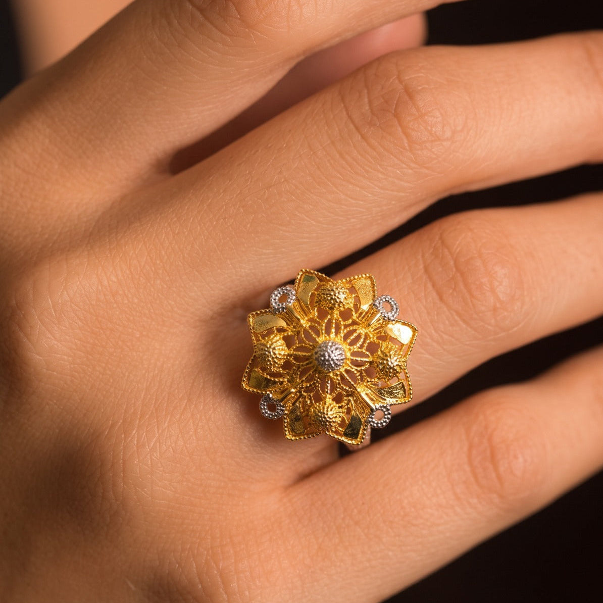 Gorgeous Unique Design Gold Platedb Ring For Girls/womem