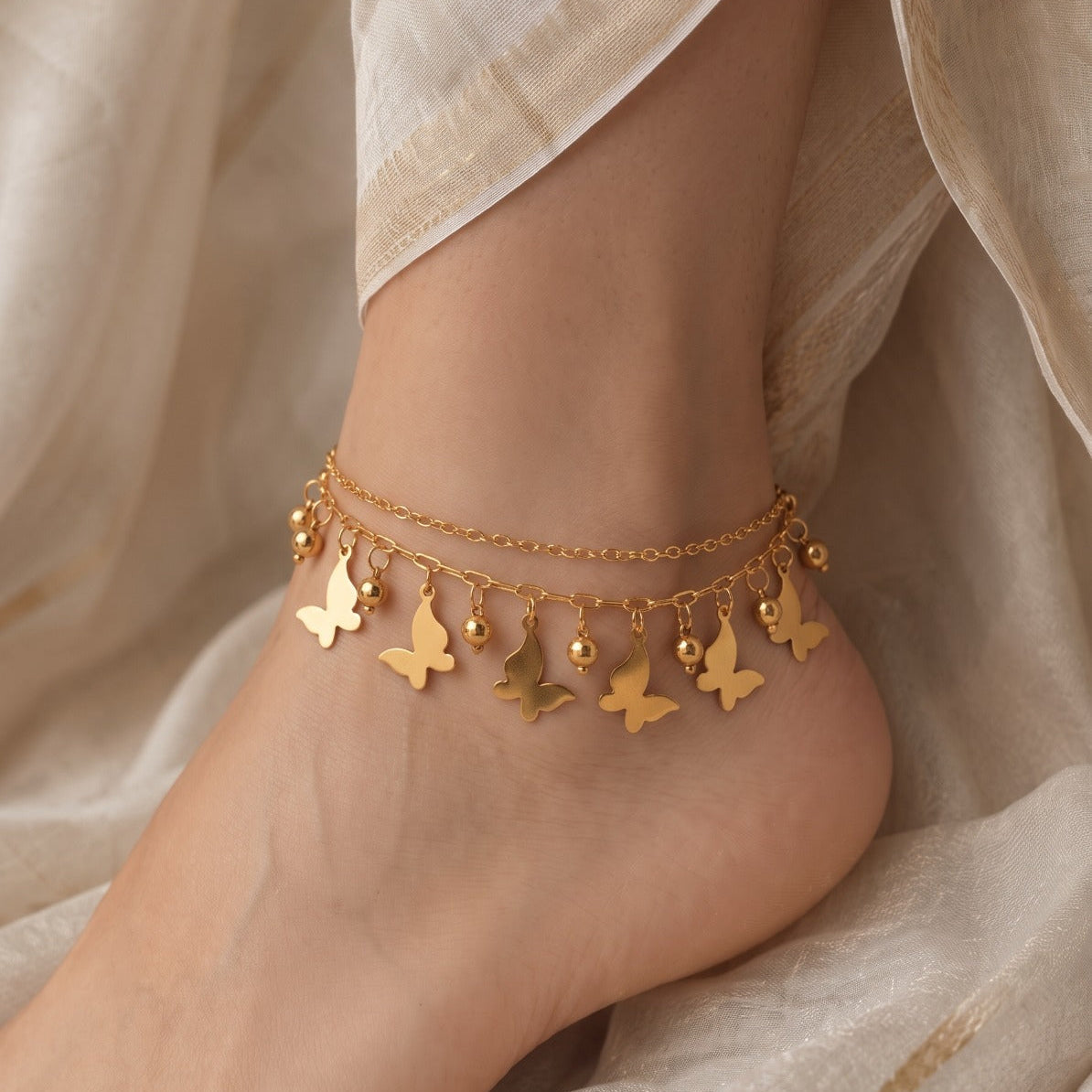 Beautiful Unique Butterfly Design Gold Plated Anklet for Girls/Women