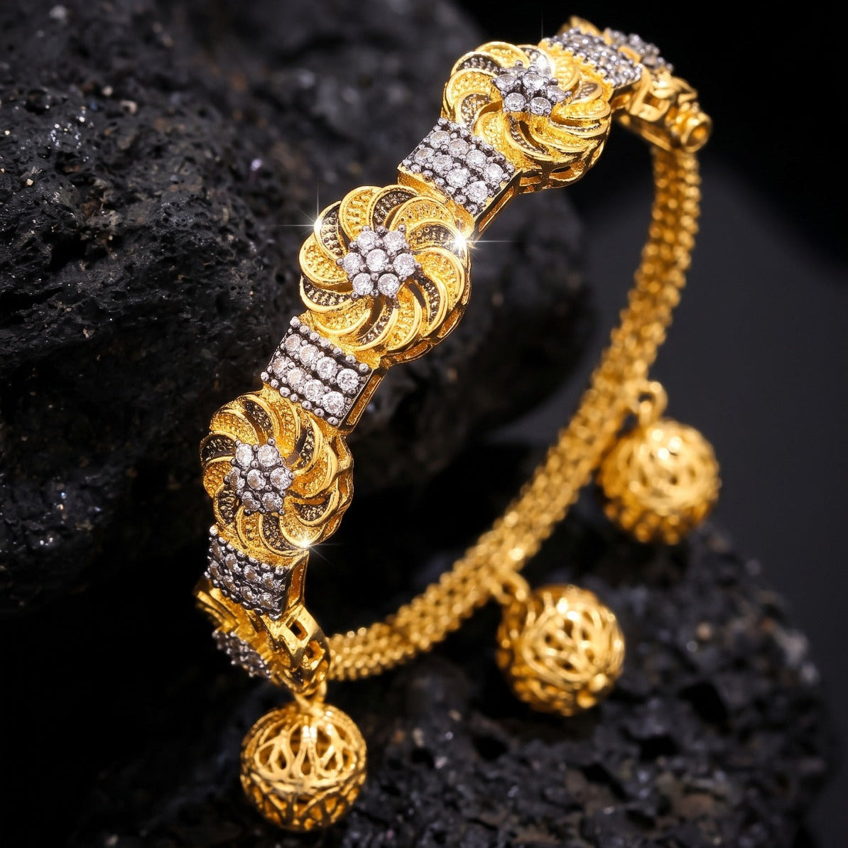 Luxury Design Gold Plated Crystal Stones Bracelet For Girls/Women