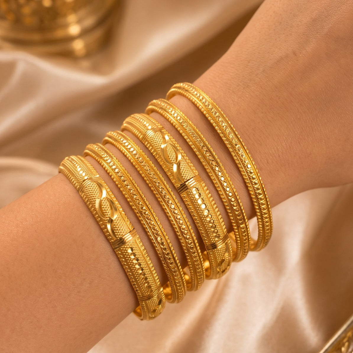 Gorgeous Unique Design Gold Plated 6pc Bangle Set For Girls/women