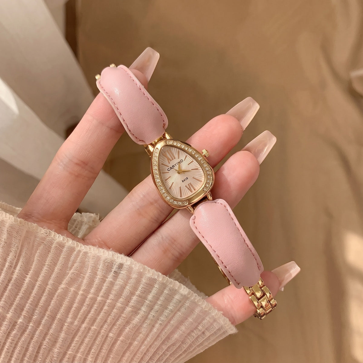 Stylish Watch Design Gold Plated Crystal Stones Bracelet for Girls/Women