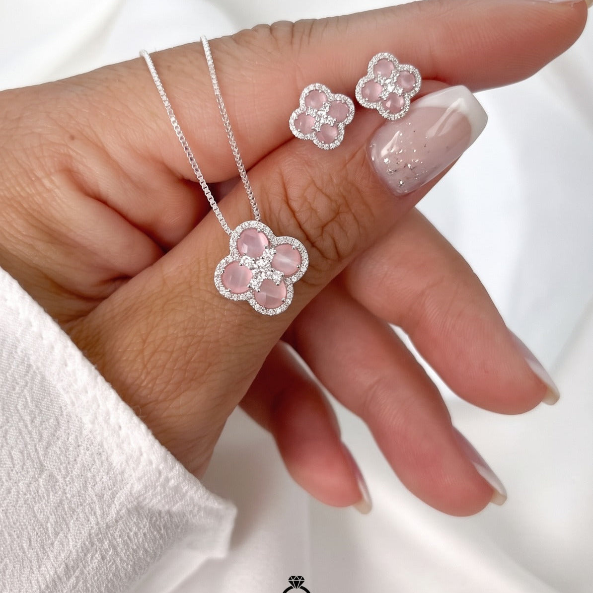 Sparkling Design Silver Plated Crystal Stones Necklace Set for Girls/Women