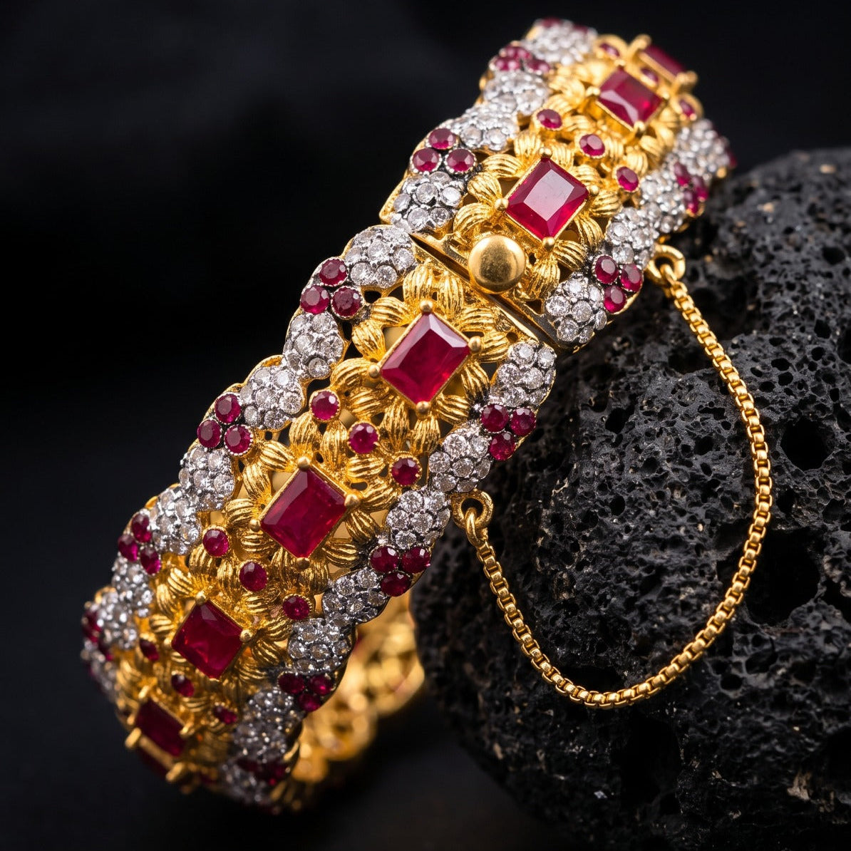 Dazzling Design Gold Plated Bangle Set for Girls/Women