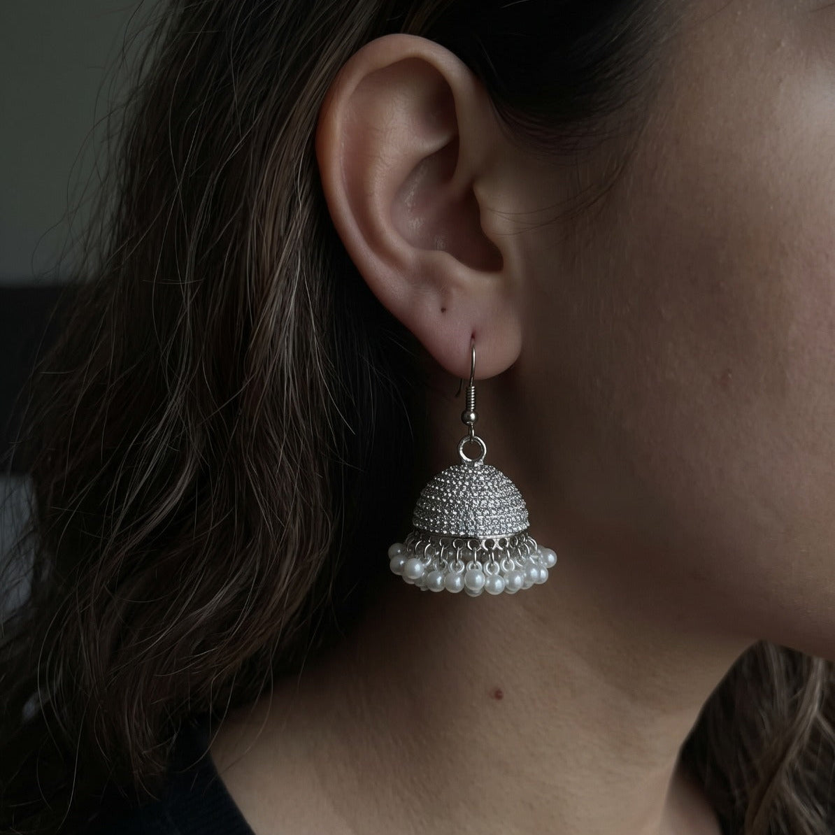 Elegant Design Silver Plated Crystal Stones Earrings For Girls/women