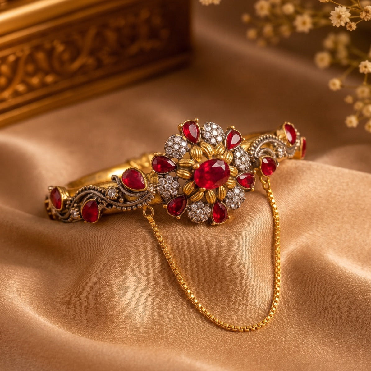 Dazzling Design Gold Plated Crystal Stones Bangle For Girls/women