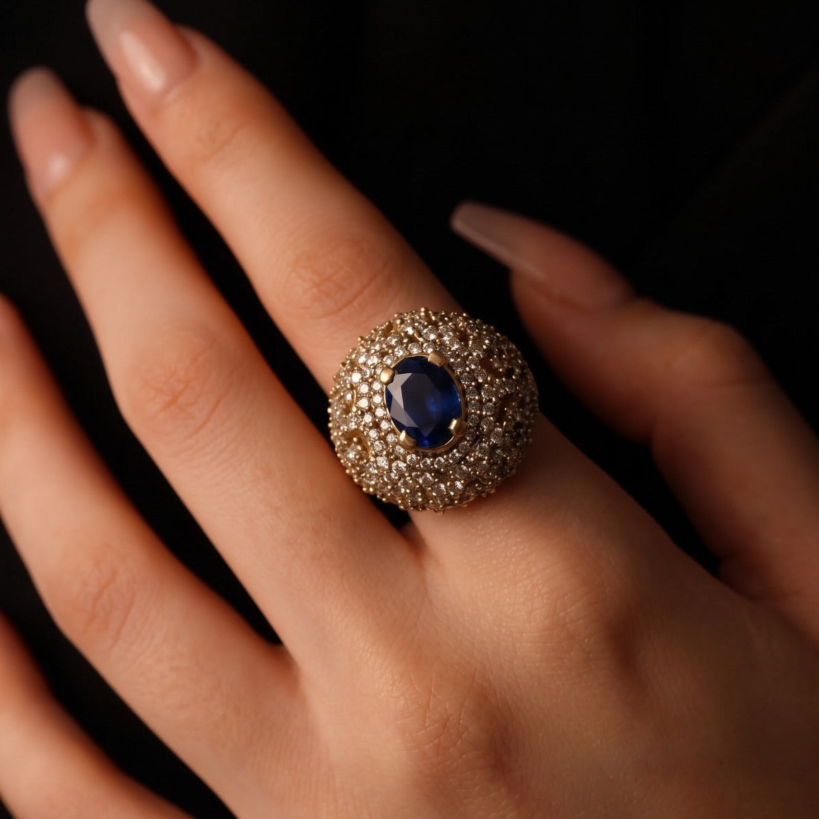 Glamorous Design Gold Plated Crystal Stones Ring For Girls/women