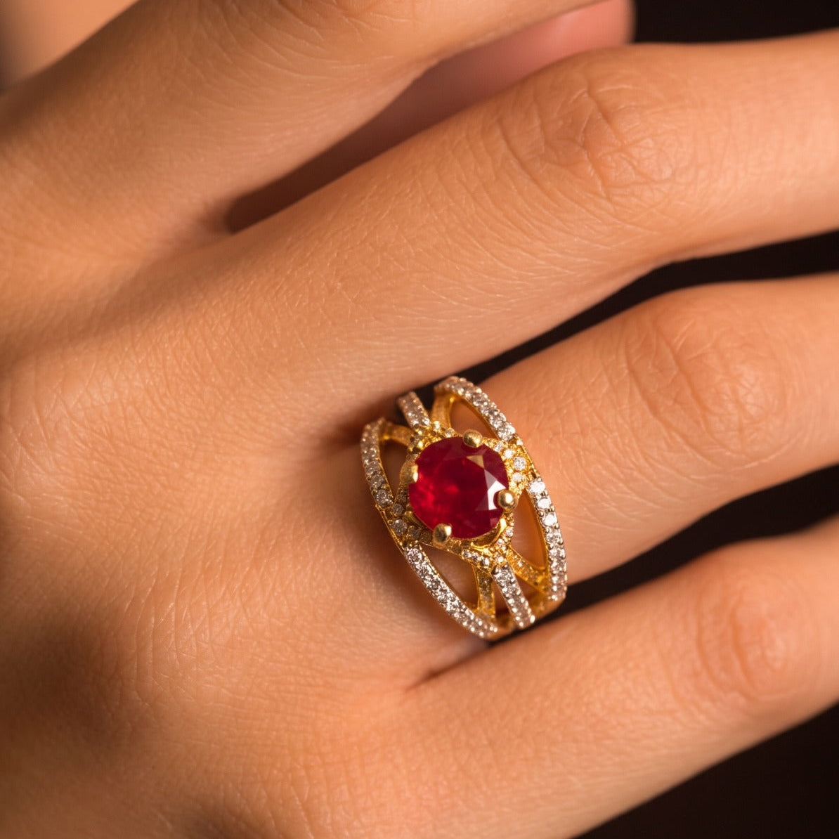 Elegant Design Gold Plated Crystal Stones Ring For Girls/women