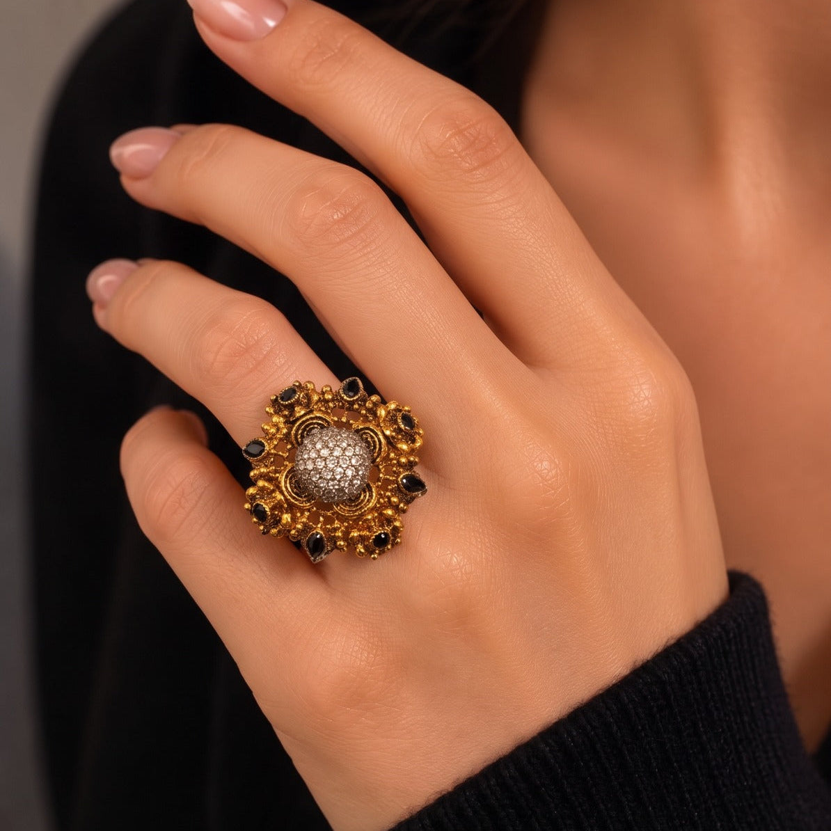 Luminous Design Gold Plated Crystal Stones Ring For Girls/women