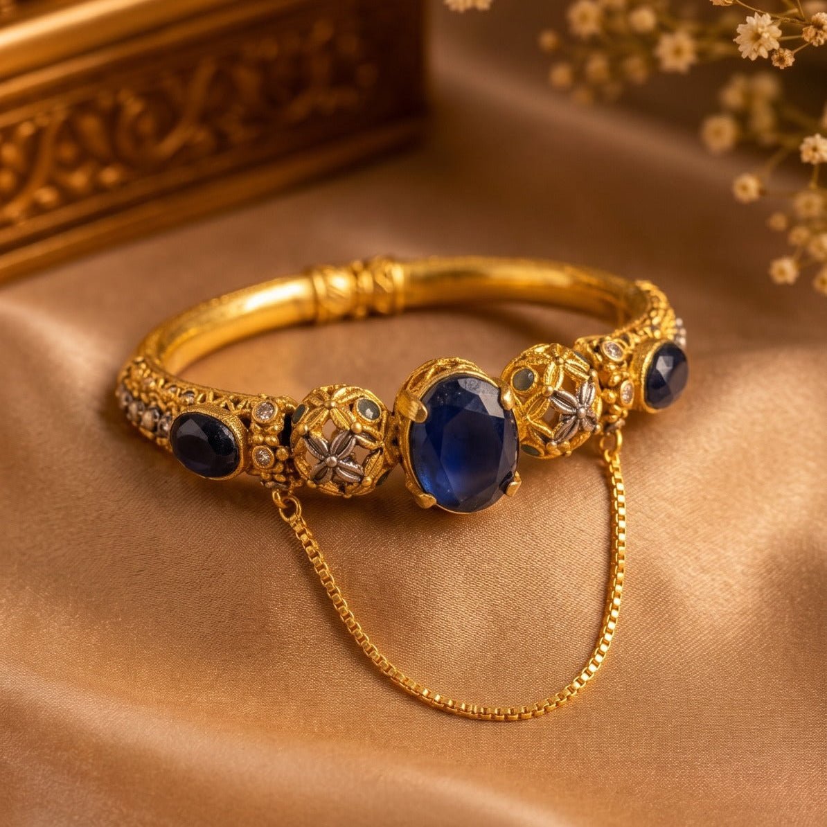 Beautiful Design Gold Plated Crystal Stones Bangle For Girls/women