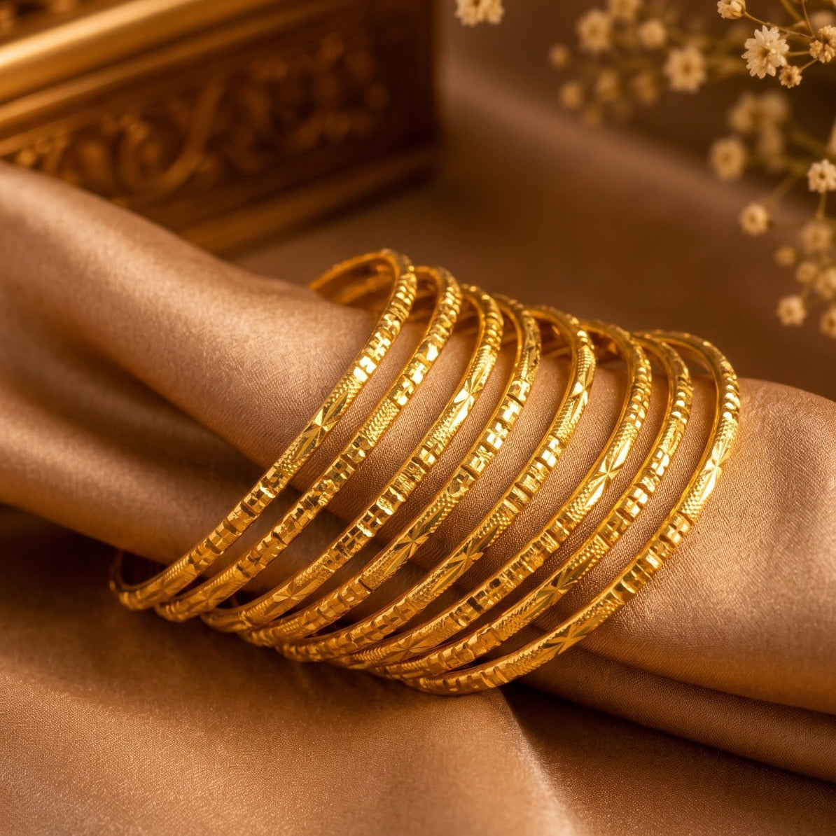 Stylish Unique Design Gold Plated Bangle Set for Girls/Women