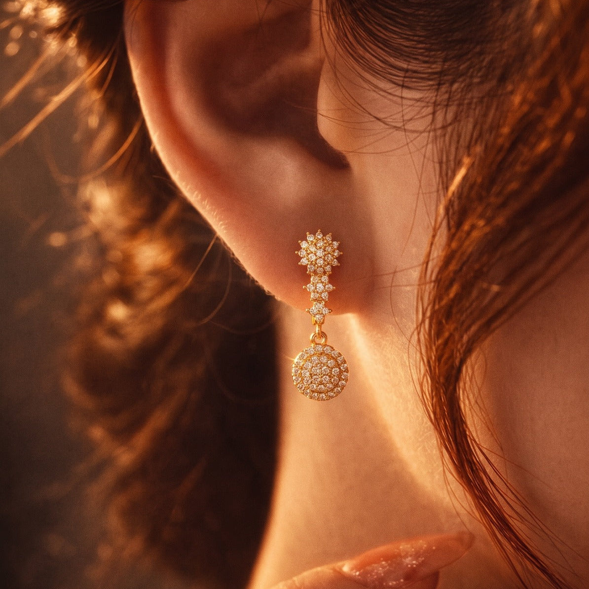 Elegant Design Gold Plated Crystal Stones Earring For Girls/women