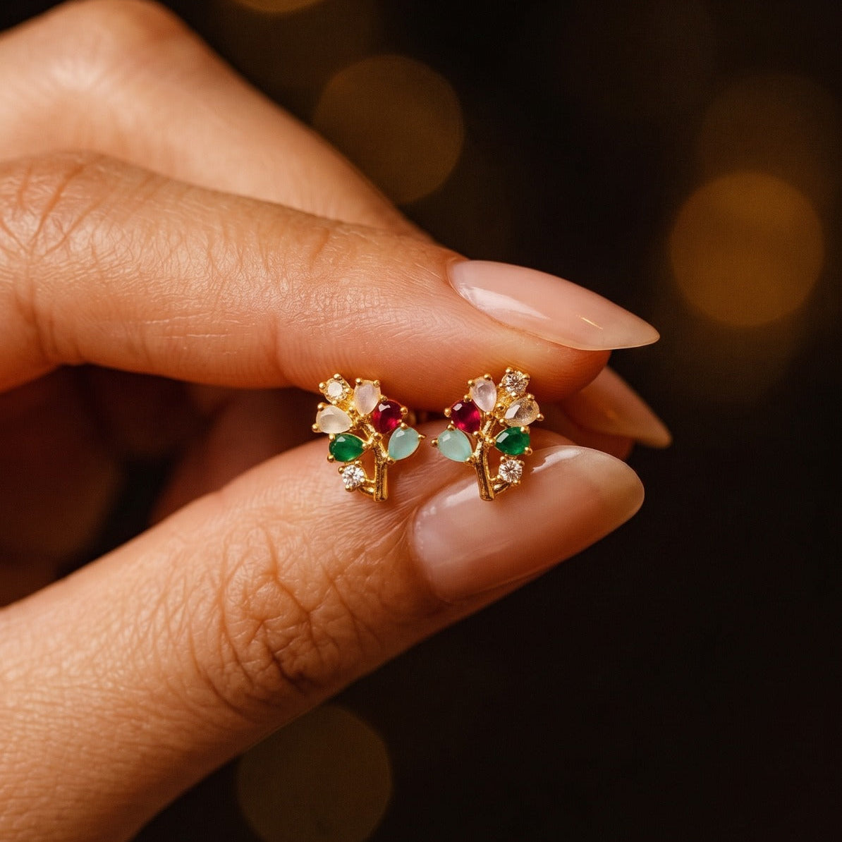 Glamorous Design Gold Plated Crystal Stones Earrings For Girls/women