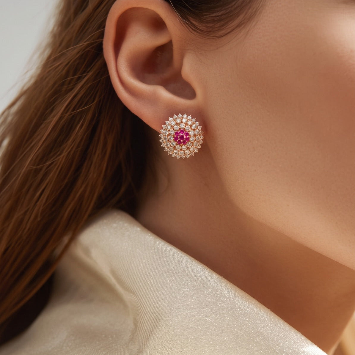 Gorgeous Unique Design Gold Plated Crystal Stones Earrings For Girls/women