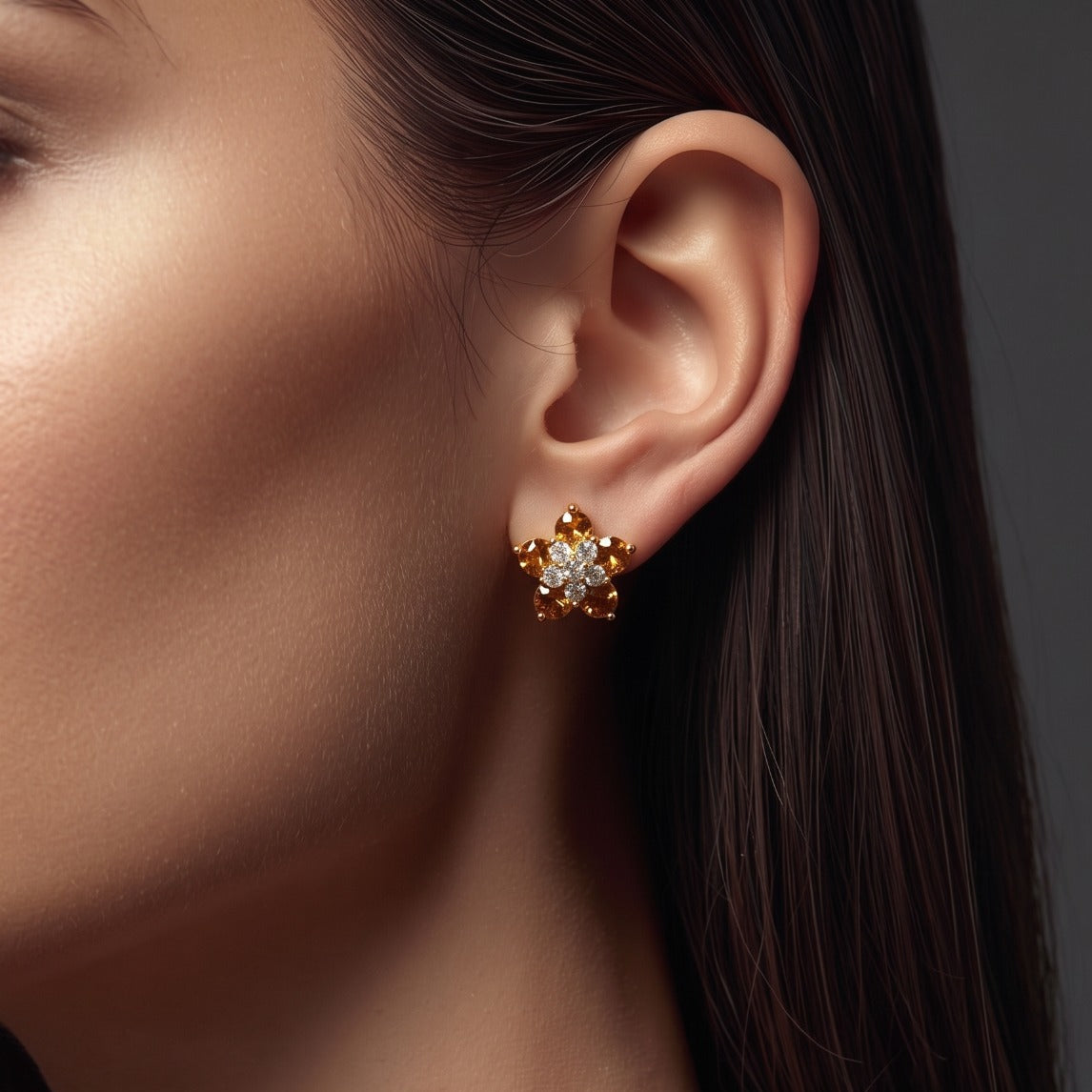 Glamorous Design Gold Plated Crystal Stones Earrings For Girls/women