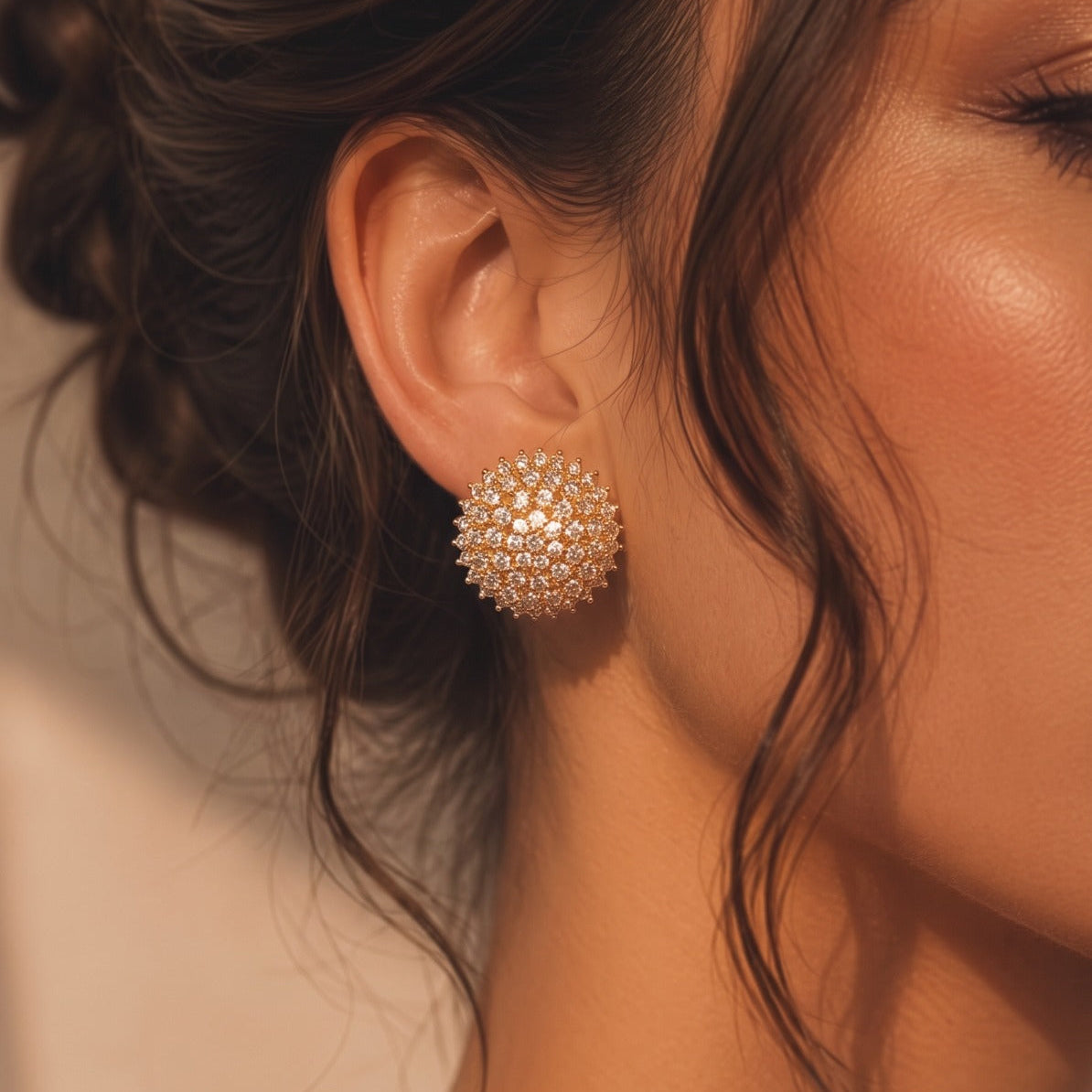 Gorgeous Unique Design Gold Plated Crystal Stones Earrings For Girls/women