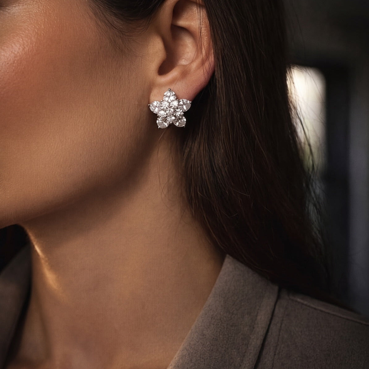Charming Design Silver Plated Crystal Stones Earrings For Girls/women