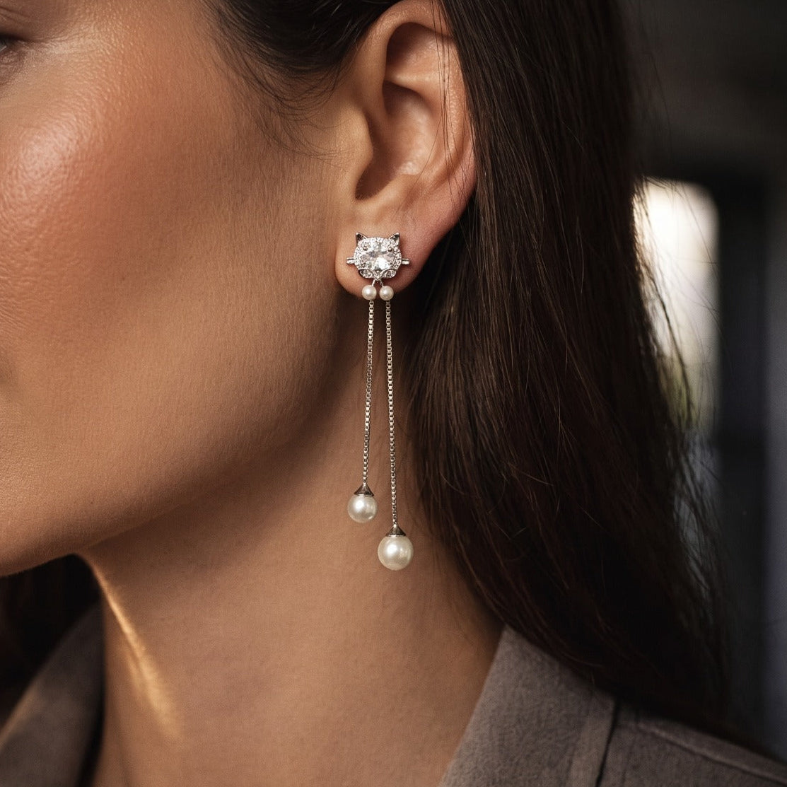 Elegant Design Silver Plated Crystal Stones Earring For Girls/women