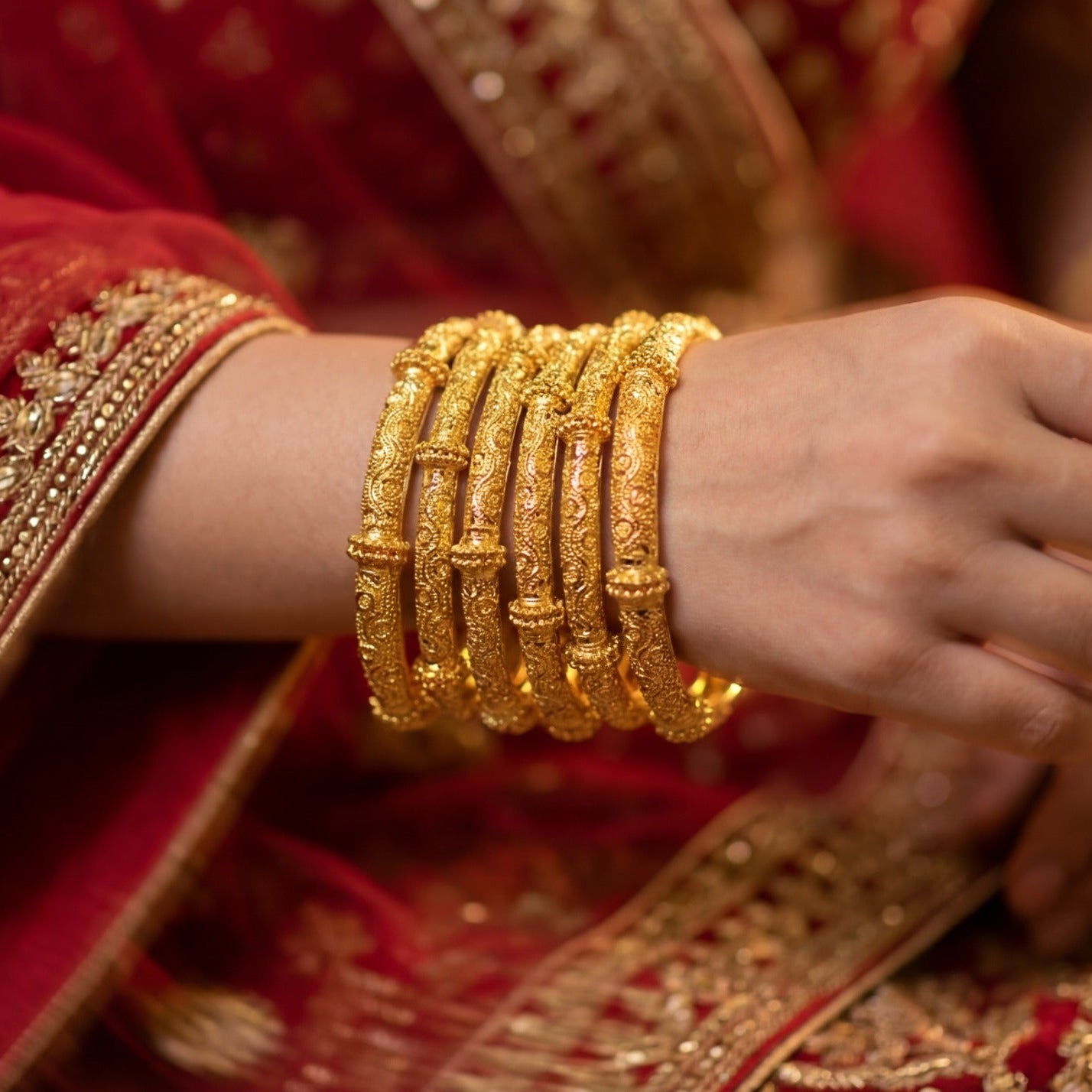 Gorgeous Design 24K Gold Plated 6pc Bangle Set for Girls/Women