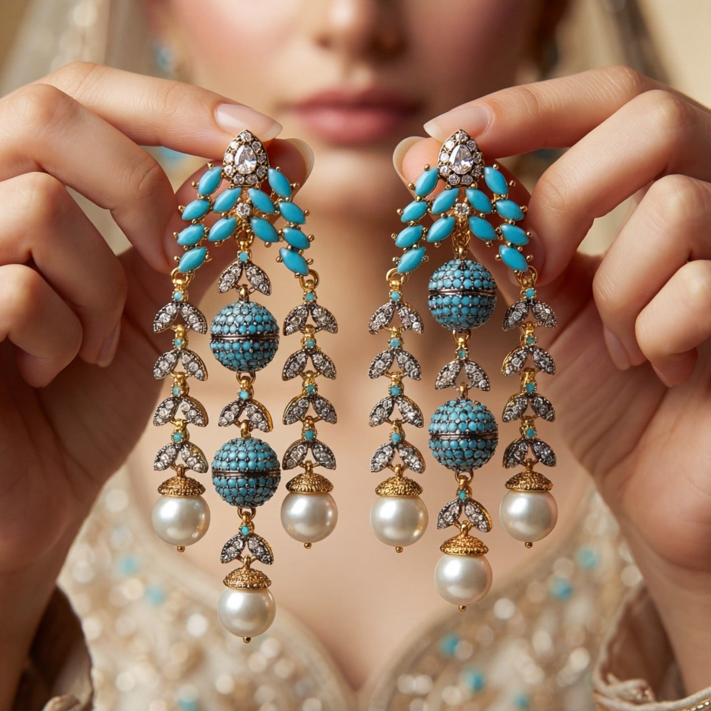 Charming Design Gold Plated Champagne Stones Earrings For Girls/women