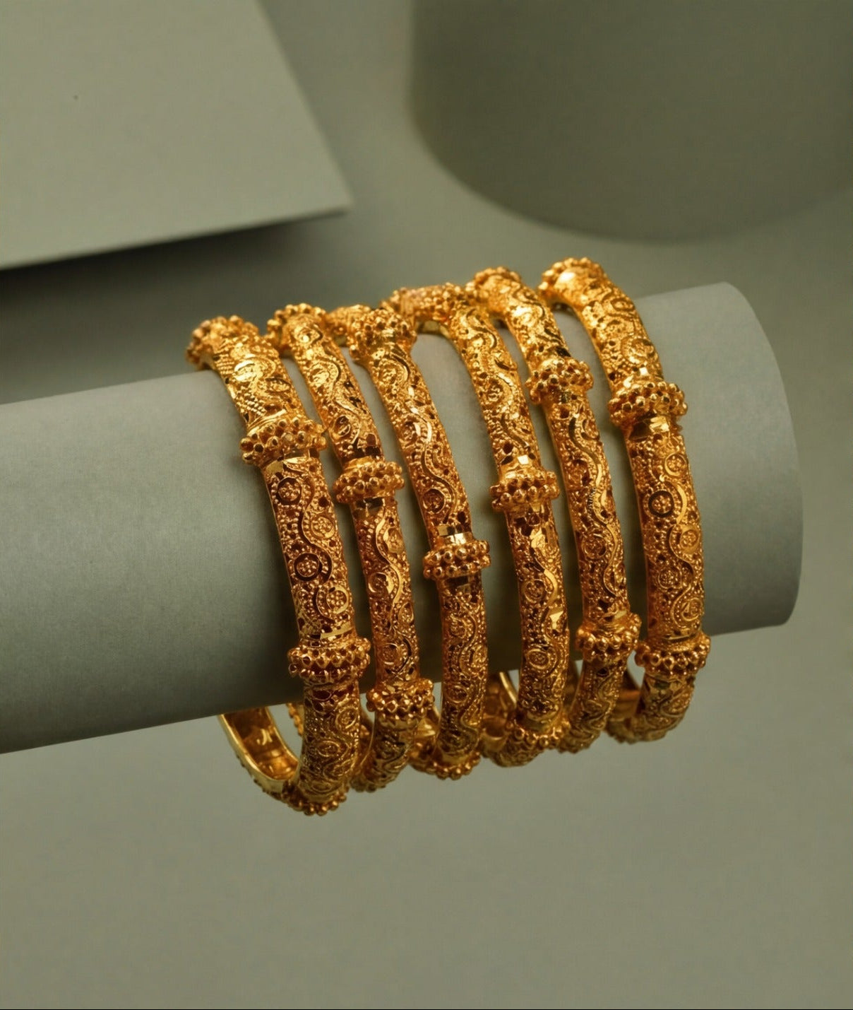 Gorgeous Design 24K Gold Plated 6pc Bangle Set for Girls/Women