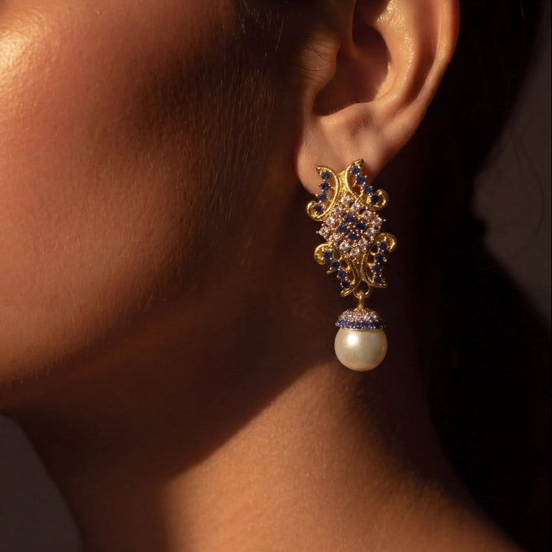 Fancy Unique Design Gold Plated Crystal Stones Earrings For Girls/women