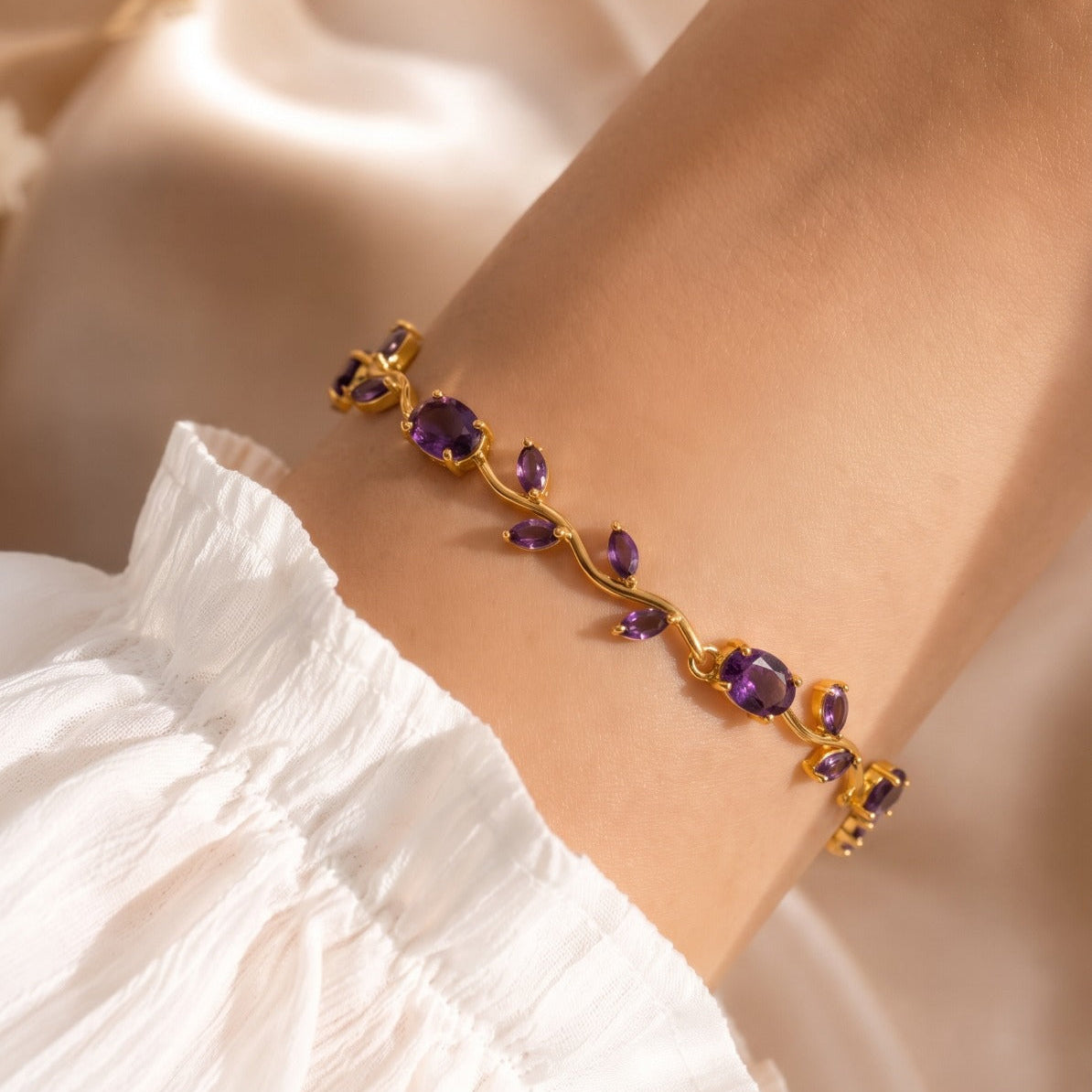 Luminous Design Gold Plated Crystal Stones Tulip Bracelet for Girls/Women
