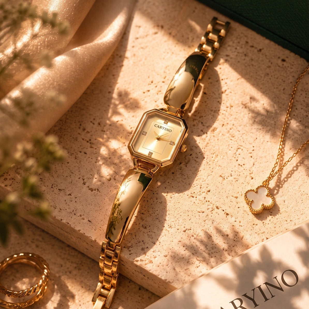Sparkling Watch Design Gold Plated Crystal Stones Bracelet for Girls/Women