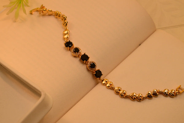 Fancy Unique Design Gold Plated Real Stones Bracelet for Girls/Women