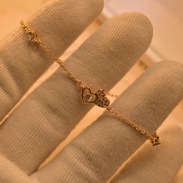 Dazzling Unique Heart Design Crystal Stones Bracelet for Girls/Women