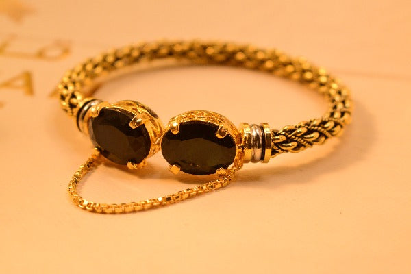Fancy Design Real Stones Gold Plated Bangle For Girls/Women