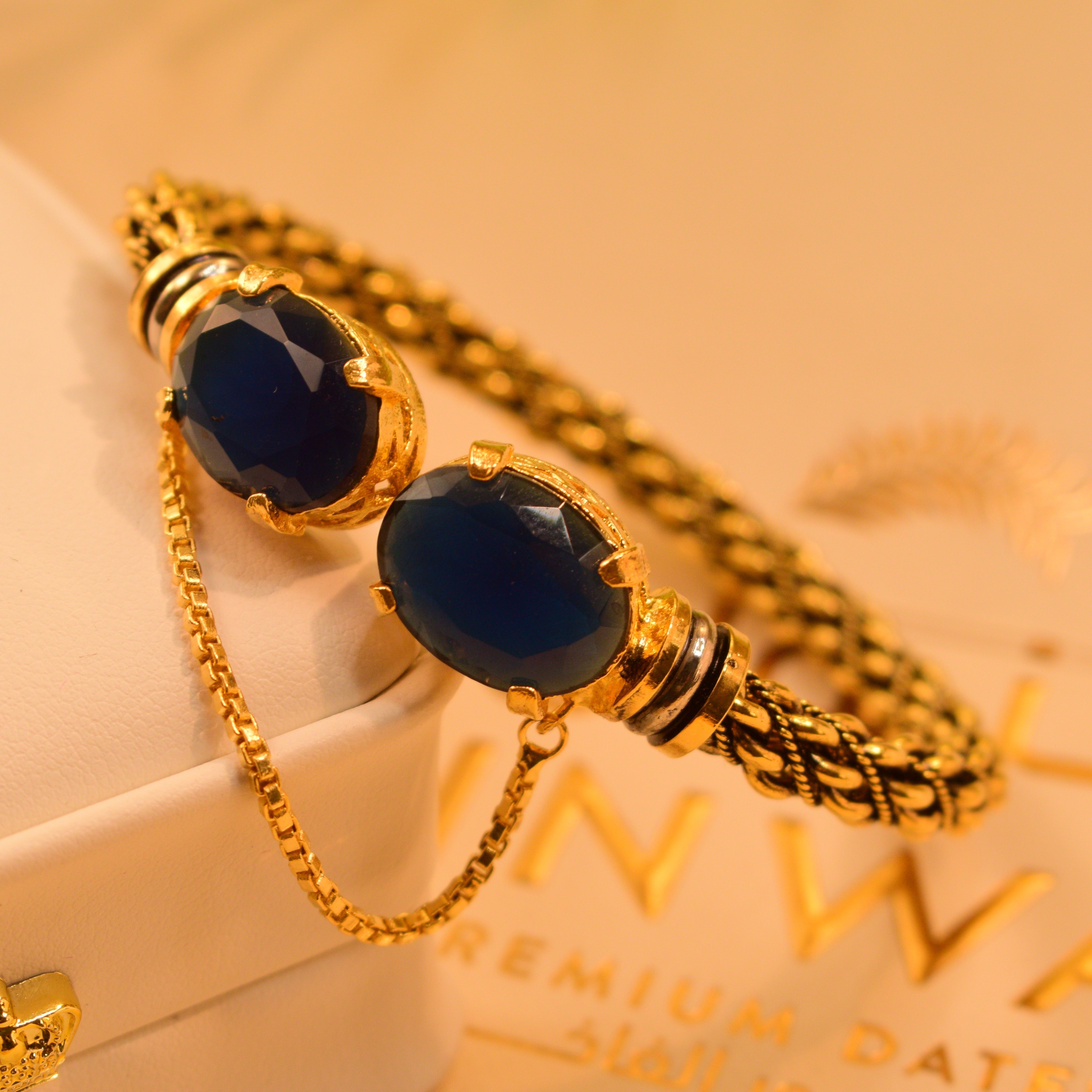 Fancy Design Real Stones Gold Plated Bangle For Girls/Women