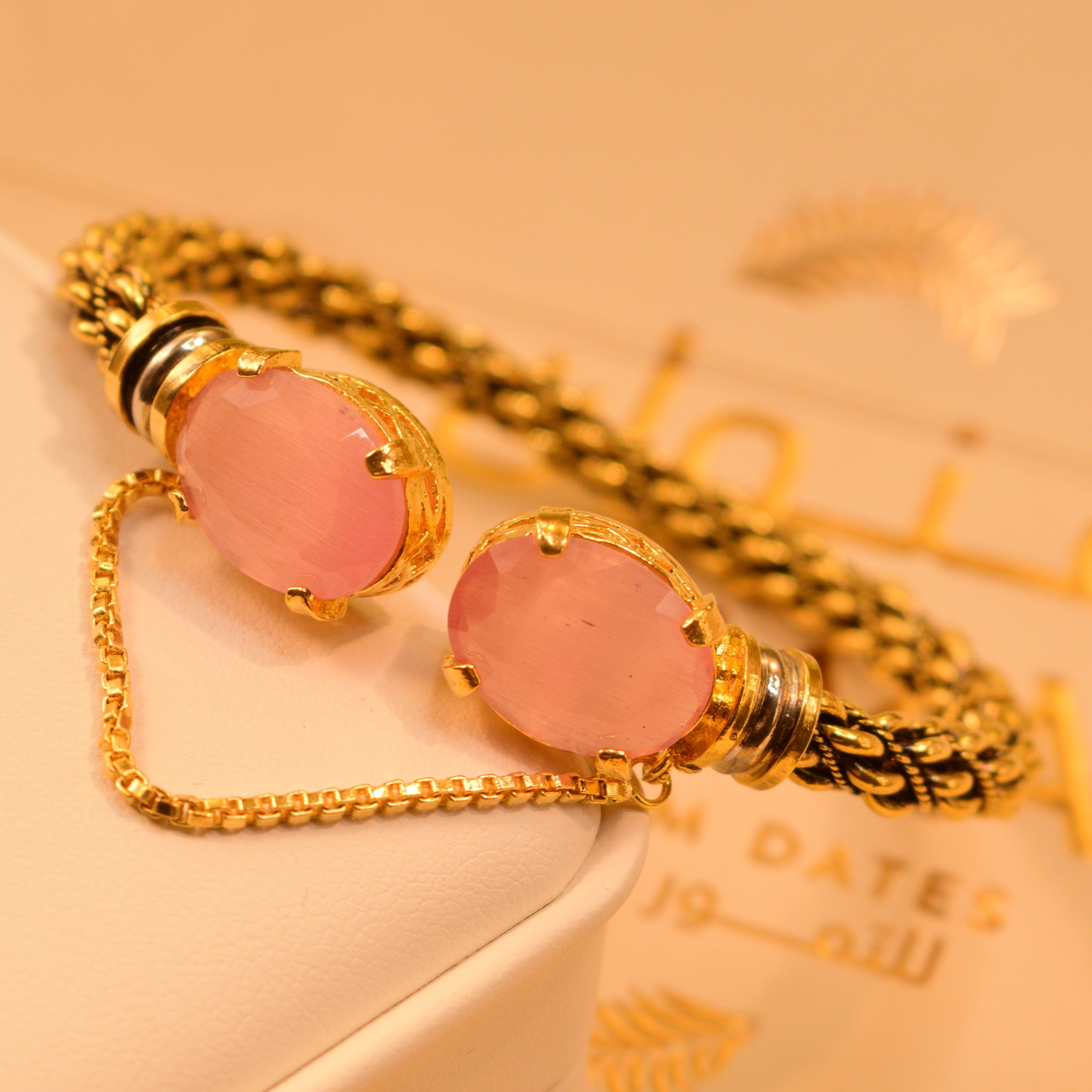 Fancy Design Real Stones Gold Plated Bangle For Girls/Women